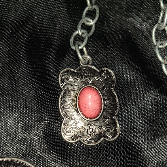 Silver and Pink Women's Belt - Picture 2 of 6